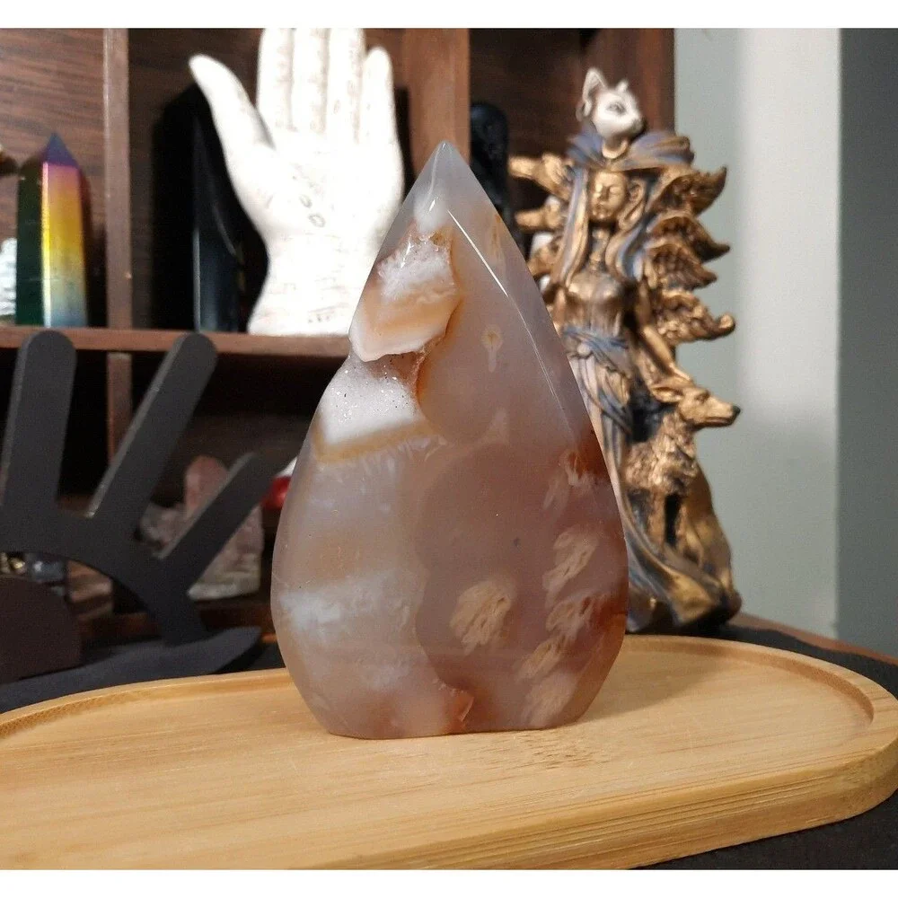 Druzy Blue Orca Agate Crystal Flame Free-form - Picture 1 of 8